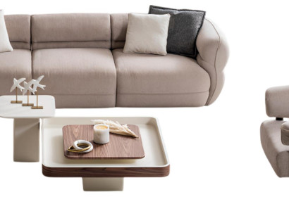 Stilvolles Sofa Set mit Sessel und Designer Couchtisch in Beige