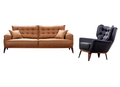 Wohnzimmer-Set 3-Sitzer Sofa + Sessel modern komfortabel stilvoll