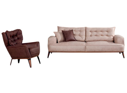 Elegantes Wohnzimmer-Set mit komfortablem 3-Sitzer Sofa und Sessel.