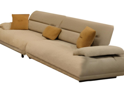 Beiges Wohnzimmer 4-Sitzer Sofa Designer Polstercouch Textilsofa