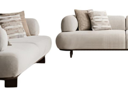 Beige Couchgarnitur Wohnzimmer 3-Sitzer Sofas Textilcouchen Möbel