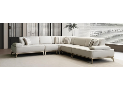 Elegante L-Form Couch Beiges Wohnzimmer Polstersofa Edles Ecksofa