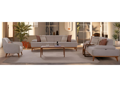 Designer Wohnzimmer Sofa-Set Moderne Textilcouchen Polstersessel