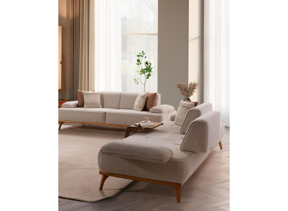 Modernes Sofa-Set Beiger 3-Sitzer Luxuruiöse Polstercouch 2tlg