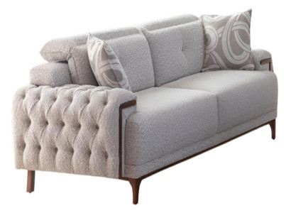 Graue Polstercouch Designer Stoffsofa USB-Anschluß 2x Musikboxen