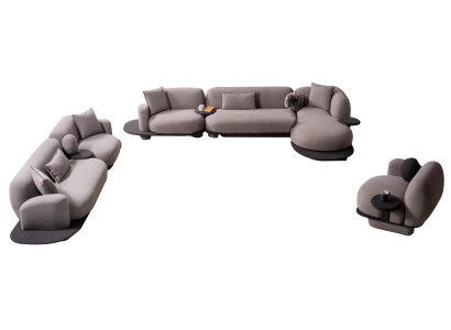 Stilvolles Sofa-Set Designer Dreisitzer Polstersessel L-Form Couch