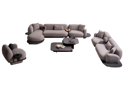 Modernes Sofa-Set Stilvolles Ecksofa Polster 3-Sitzer Textilsessel
