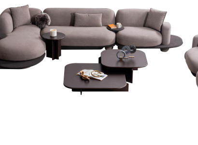 Exklusive Graue Sofagarnitur Textil Sofa Polstersessel Couchtisch