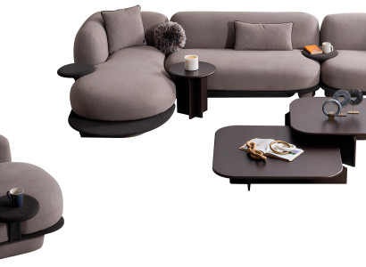 Exklusive Graue Wohnzimmer Polstergarnitur Ecksofa Couchtisch Sessel