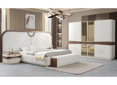 Moderne Schlafzimmer Garnitur Weißes Doppelbett Stilvoller Schrank