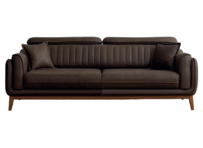 Braunes Wohnzimmer Polstersofa Designer Textilcouchen 3-Sitzer Sofa