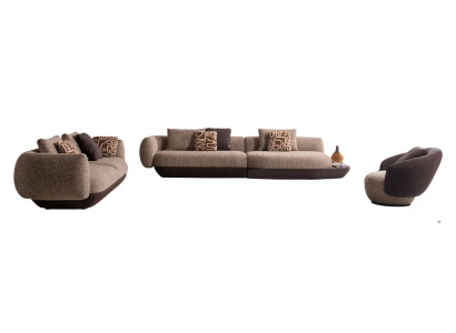 Braun-Beige Sofagarnitur Stilvoller 4-Sitzer Edler Sitzsessel Sofa