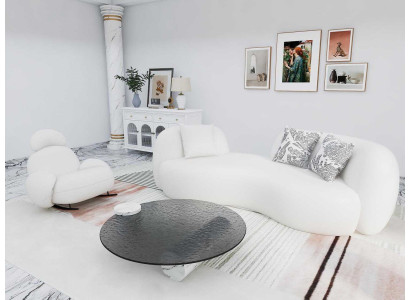 Weiße Wohnzimmer Sitzgarnitur Stilvoller Dreisitzer Schaukelstuhl