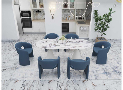 Exklusive Esszimmer Garnitur Ovaltisch 6x Küchenstühle Edles Set