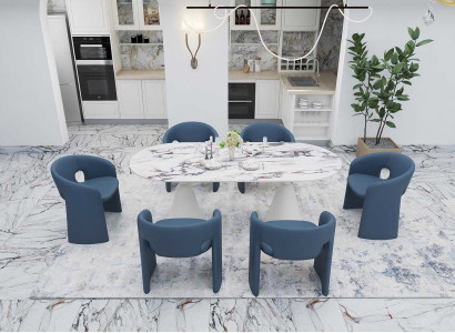 Exklusive Esszimmer Garnitur Ovaltisch 6x Küchenstühle Edles Set