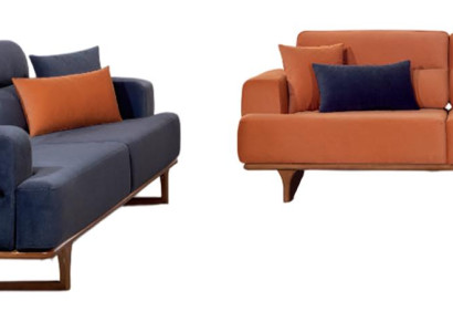 Exklusive Polstergarnitur Blauer Chesterfield 3-Sitzer Textilsofa