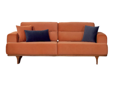 Oranger 3-Sitzer Stilvolle Wohnzimmer Polstercouch Textilsofas