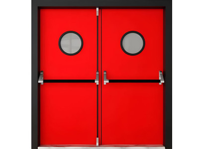 Rote doppelflügelige Brandschutztür Sicherheitstür für Notausgänge
