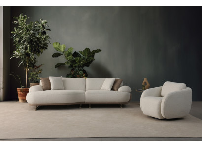 Wohnzimmer-Set Modulares Ecksofa in L-Form mit Sessel