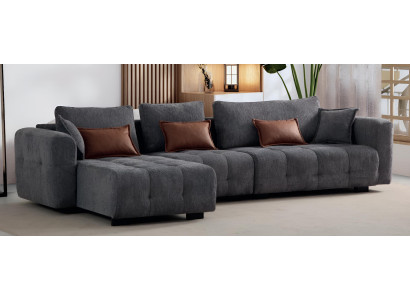 Graues L-Form Polstersofa Designer Ecksofa Wohnzimmer Textil Sofa