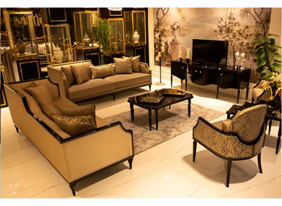 Luxuriöse 3-Sitzer-Sofas mit eleganten Kissen und Holzbeinen Hochwertig Möbel