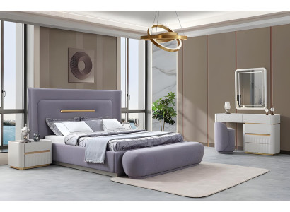 Moderne Schlafzimmer Einrichtung Polsterbett Schminktisch Spiegel