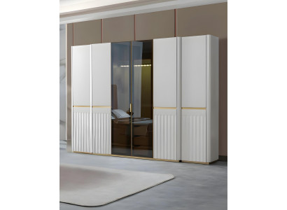 Kleiderschrank im modernen Design mit Glas und goldenen Elementen
