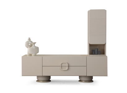 Stilvolles Sideboard mit Bücherregal für Ordnung und Dekoration.