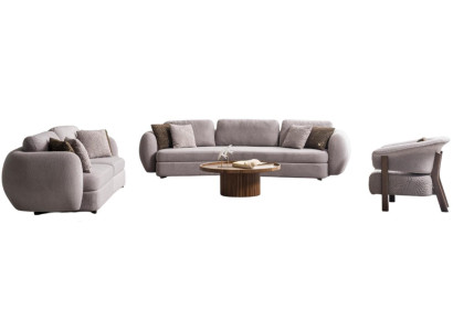 Grau-Braune Wohnzimmer Garnitur Stilvoller Viersitzer Couchtisch