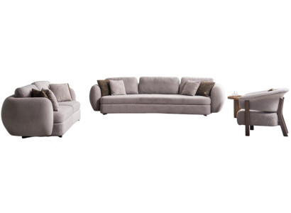 Graue Wohnzimmer Polstergarnitur Stilvoller Sessel Beistelltisch