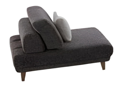 Designer Grauer Stoffsessel Edle  Braune Holzfüße Wohnzimmer Sessel