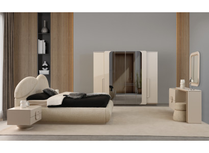 Schlafzimmer-Set mit Bett Nachttischen Schminktisch & Kleiderschrank