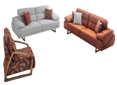 Wohnzimmer Polstergarnitur Moderne 2x 3-Sitzer Sofas Textilsessel