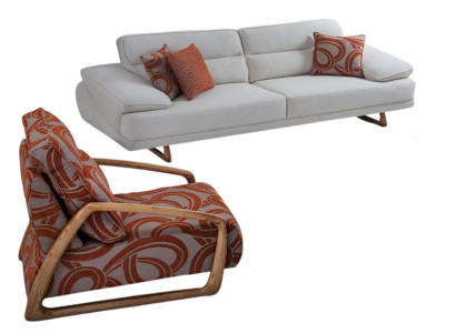 Luxuriöse Sofagarnitur Designer 3-Sitzer Stoffsessel Wohnzimmer Set