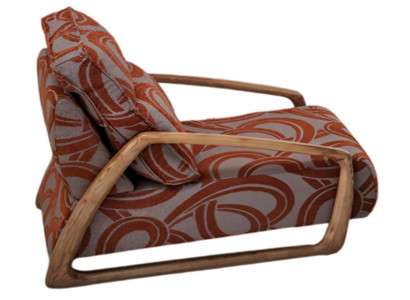 Stilvoller Loungesessel Wohnzimmer Stoffsessel Holzgestell 1-Sitzer