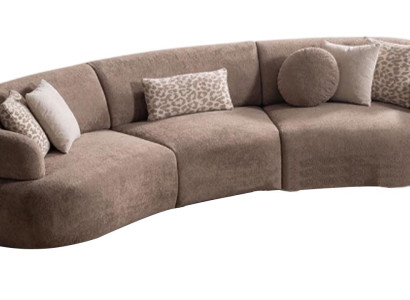 Stilvoller Brauner 5-Sitzer Wohnzimmer Polstercouch Designer Sofas