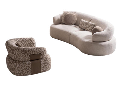 Stilvolle Wohnzimmer Polstercouch Designer Relaxsessel Sofa-Set 2tlg