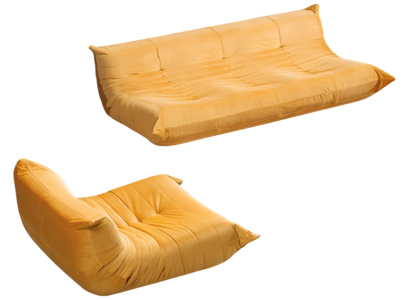 Moderne Orange Wohnzimmer Sofagarnitur Polster 3-Sitzer Sitzsessel
