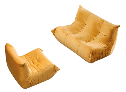 Orange Wohnzimmer Sitzgarnitur Designer Polster 2-Sitzer Sessel