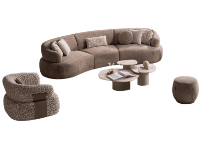 Hellbeige Sofagarnitur Designer Sofa Polstersessel Edler Couchtisch