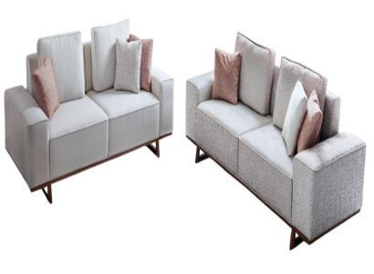 Weiße Textilsofas Designer Polstercouchen Edle Wohnzimmer Garnitur