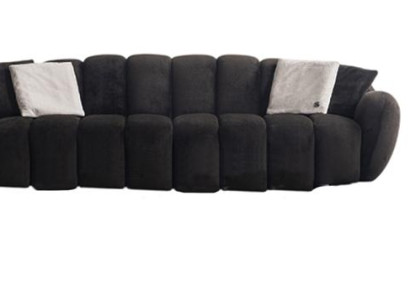 Schwarz-Weißes Sofa-Set Polster Dreisitzer Textilsessel 5-Sitzer