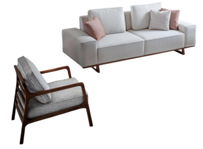 Designer Sofagarnitur Weißer Polster 3-Sitzer Stilvoller Sessel