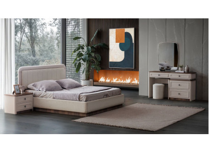 Schlafzimmer Set Bett Nachttische Schminktisch mit Spiegel modern