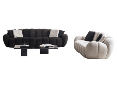 Moderne Schwarz-Weiße Sofagarnitur Eleganter Couchtisch 3tlg Set