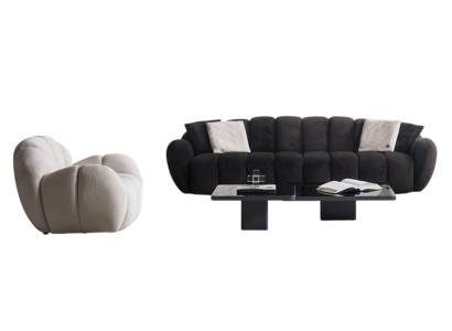 Schwarz-Weiße Polstergarnitur Designer Sofa Edler Couchtisch Sessel