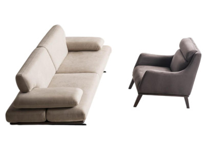 Luxuriöses Sofa-Set Stilvoller Textil 3-Sitzer Moderner Stoffessel