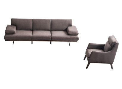 Graue Wohnzimmer Sofagarnitur Polstercouch Designer Textilsessel