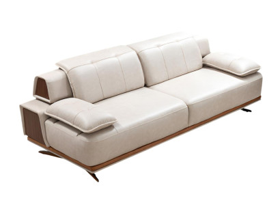Eleganter 3-Sitzer Sofa mit luxuriösem Lederbezug Holzrahmen