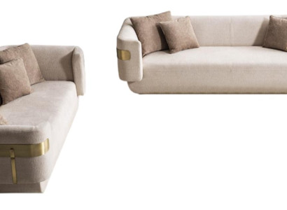 Beige Couchgarnitur Stilvolle Gold Elemente Designer Viersitzer 3-er